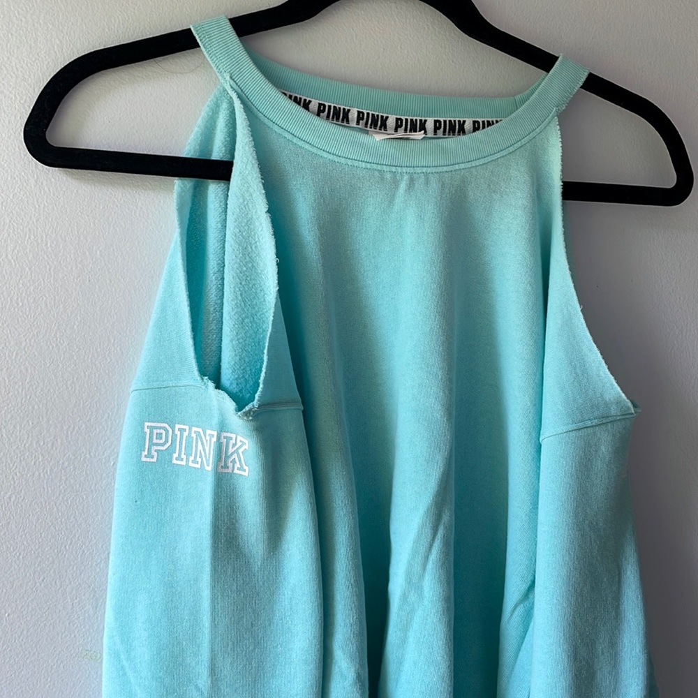 PINK Victoria's Secret Aqua Blue Sleeveless Hoodie